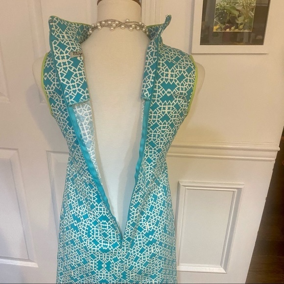 Eliza J Teal & Lime Geometric Pattern Shift Dress - Picture 4 of 8